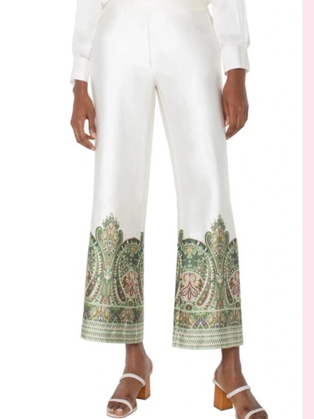 LPLA Liverpool LA Cream Olive Paisley Tank Top Crop Pants Set NWT Large - Picture 3 of 15